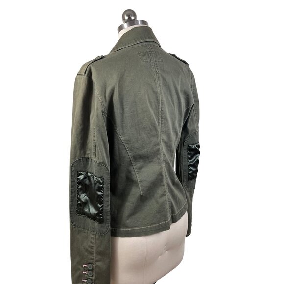 Plugg Y2K Blazer Womens Medium Green Military Utility Patch Sleeve 90s Grunge - Picture 6 of 13